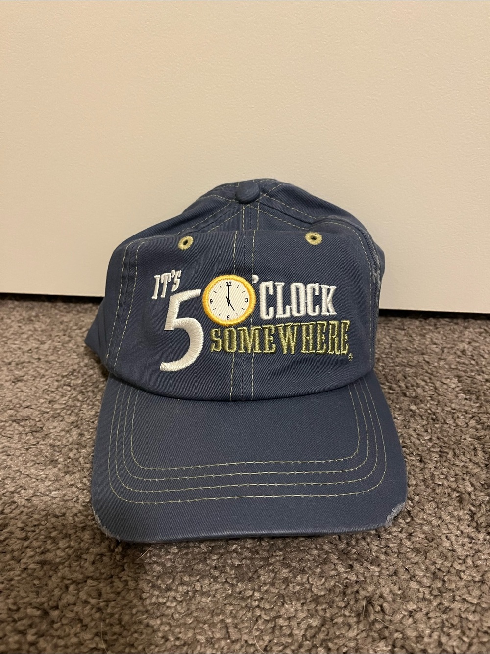 Classic Navy "It's 5 O'Clock Somewhere" Embroidered Baseball Cap